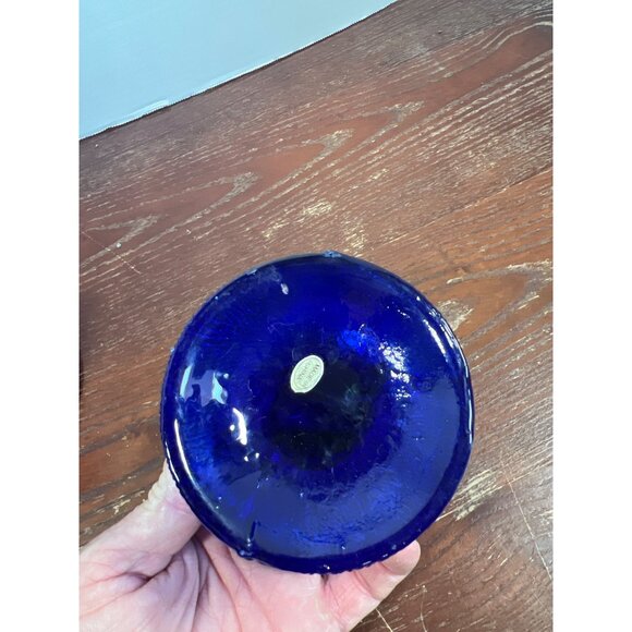 Vintage Kingston Blue Cobalt Glass Rooster Candy Dish With Lid Decorative Collec - Picture 5 of 5